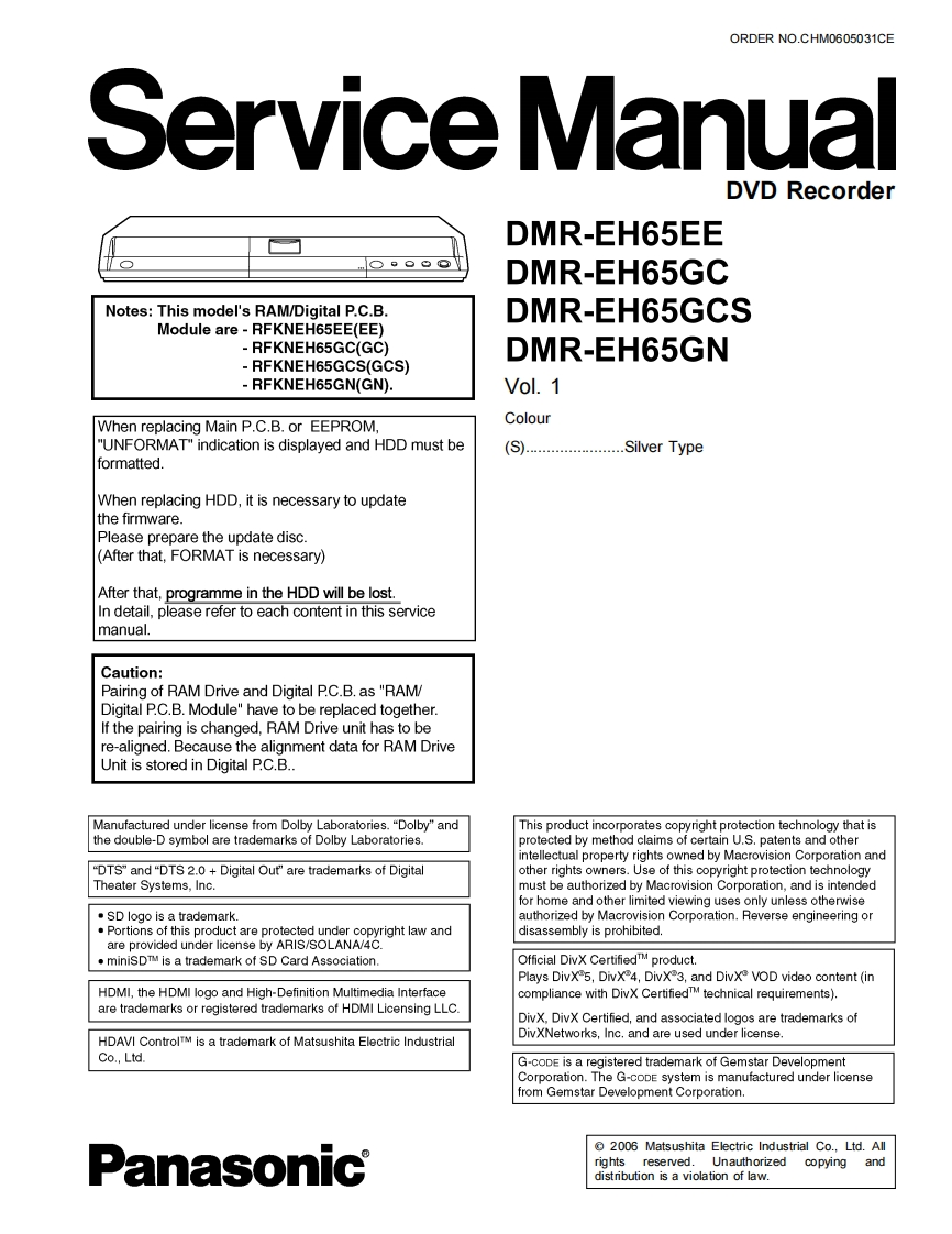松下DMR-EH65维修手册