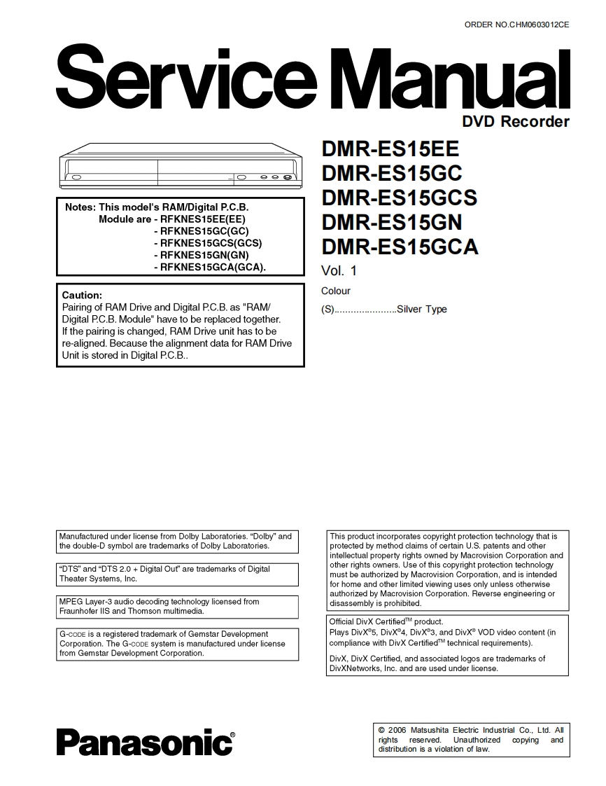 松下DMR-ES15维修手册