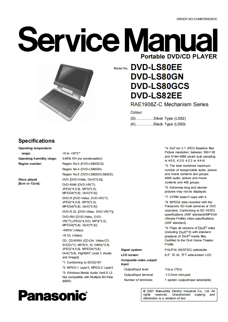 松下DVD-LS80维修手册