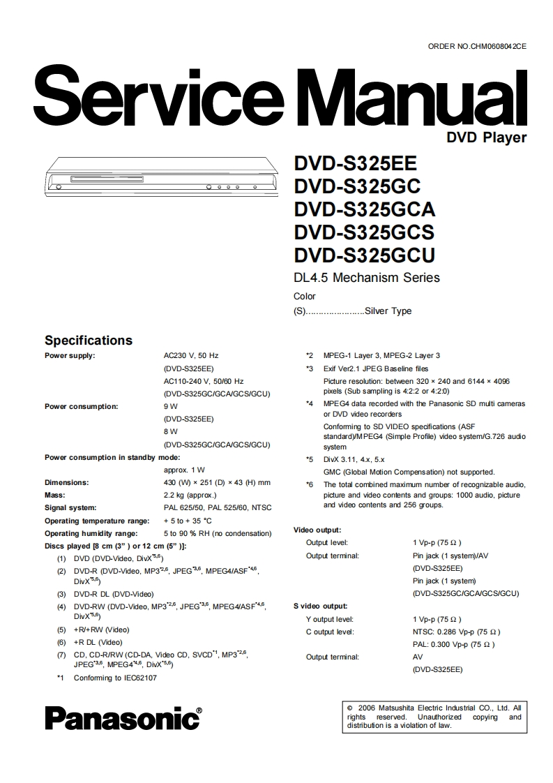 松下DVD-S325维修手册