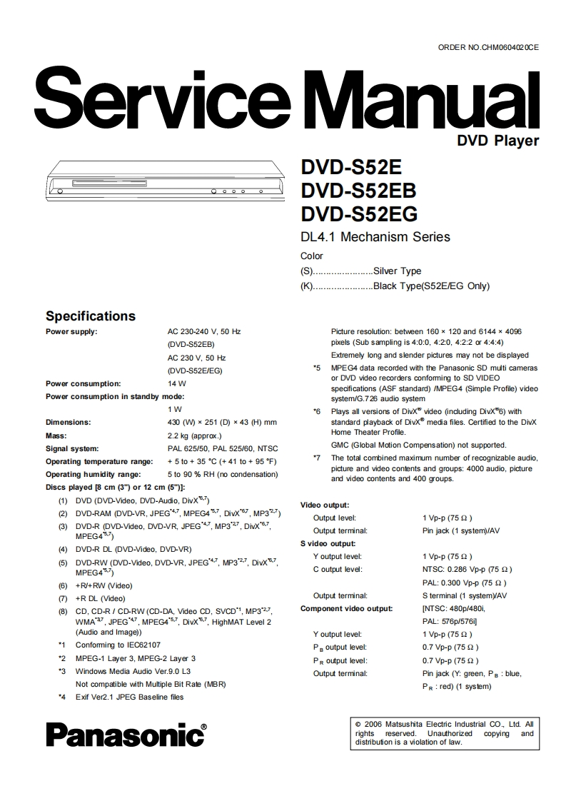 松下DVD-S52E维修手册