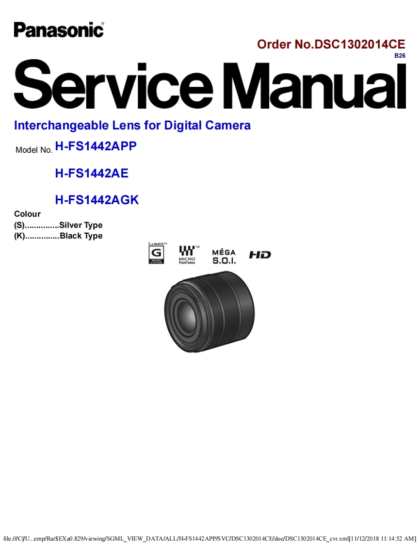 松下H-FS1442AE维修手册