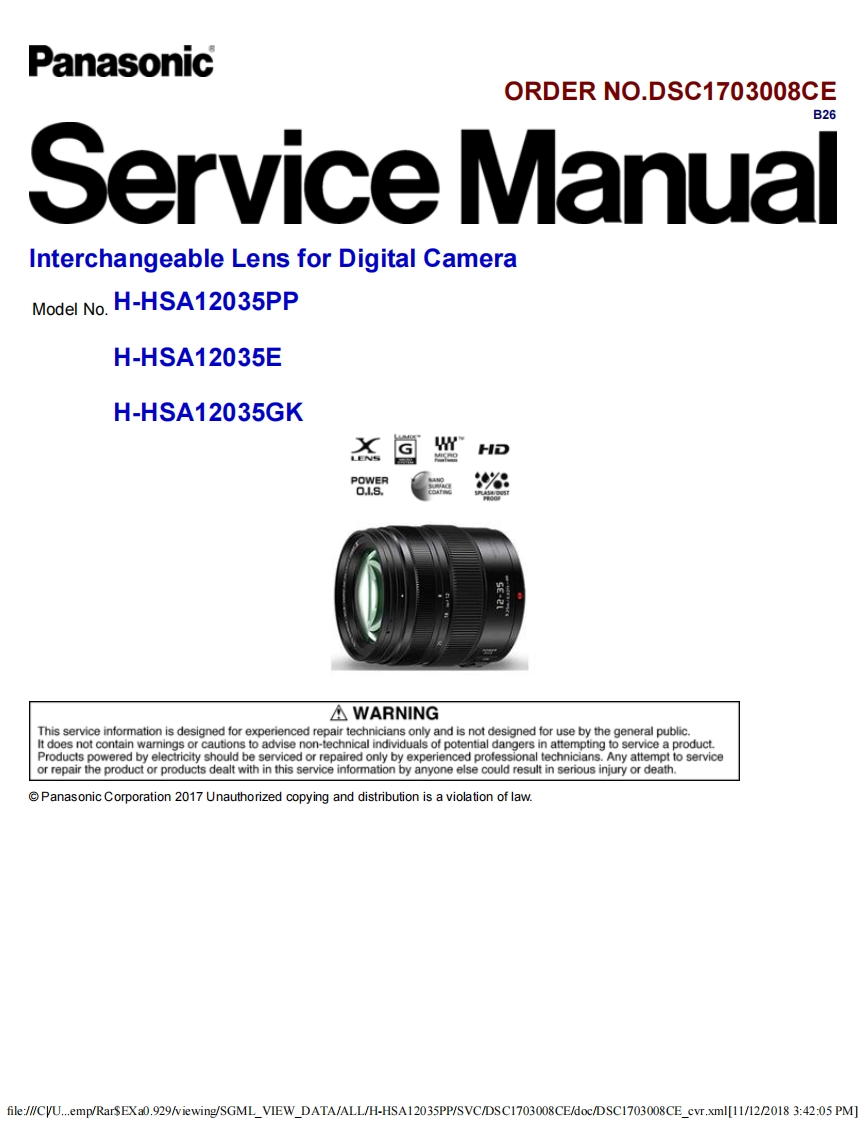 松下H-HSA12035E维修手册