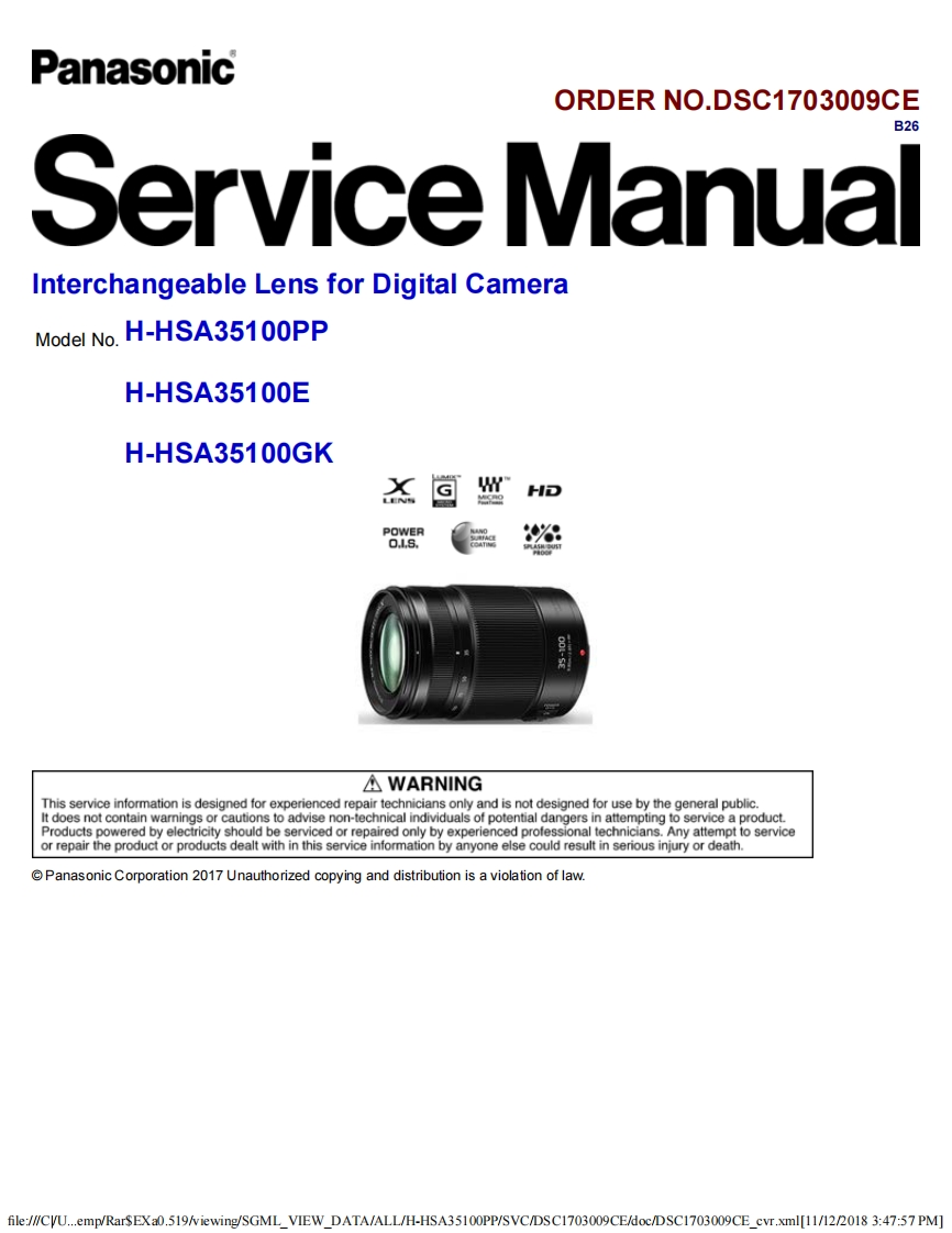 松下H-HSA35100E维修手册