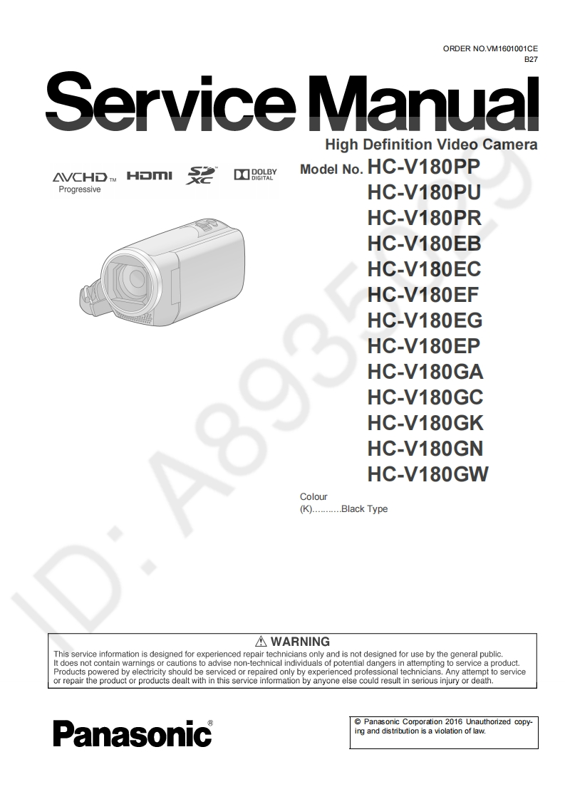 松下HC-V180维修手册