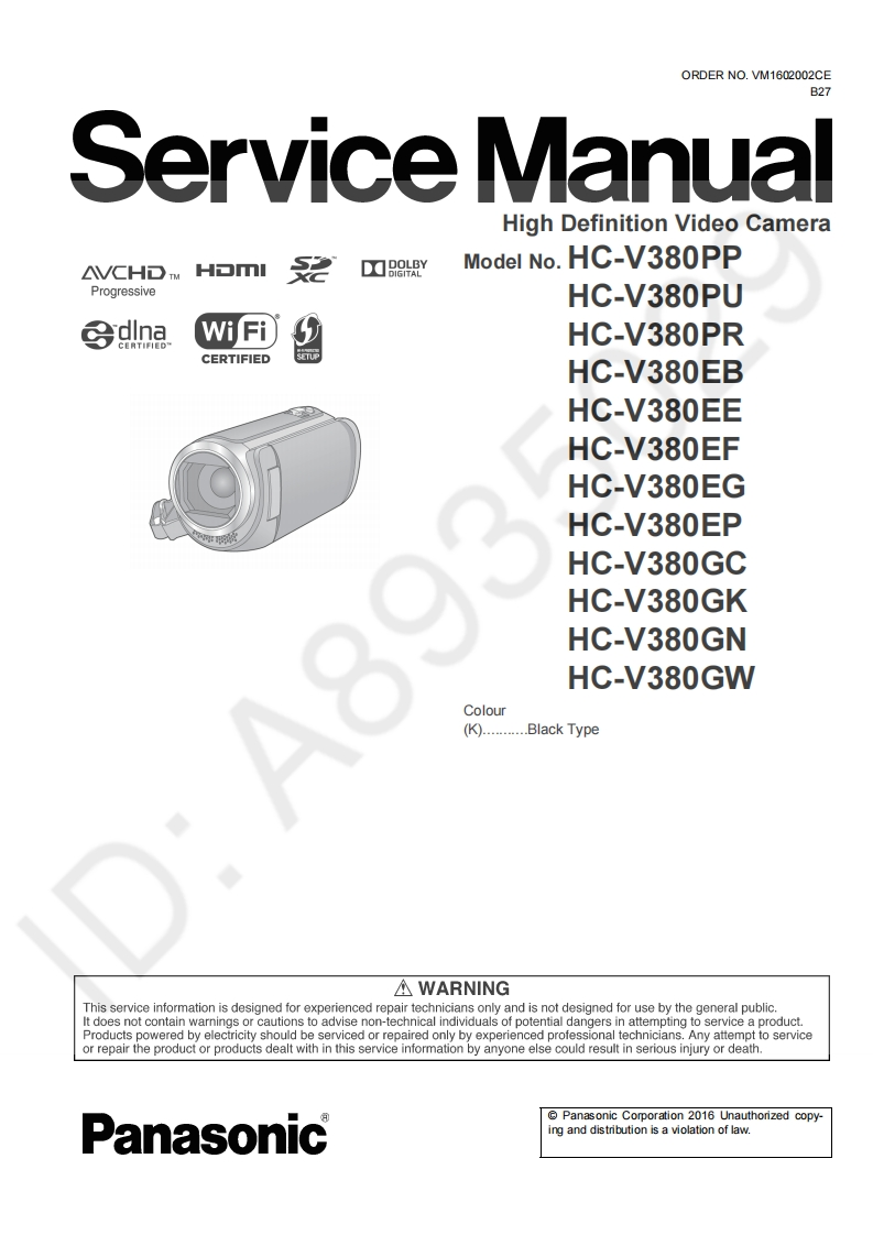 松下HC-V380维修手册