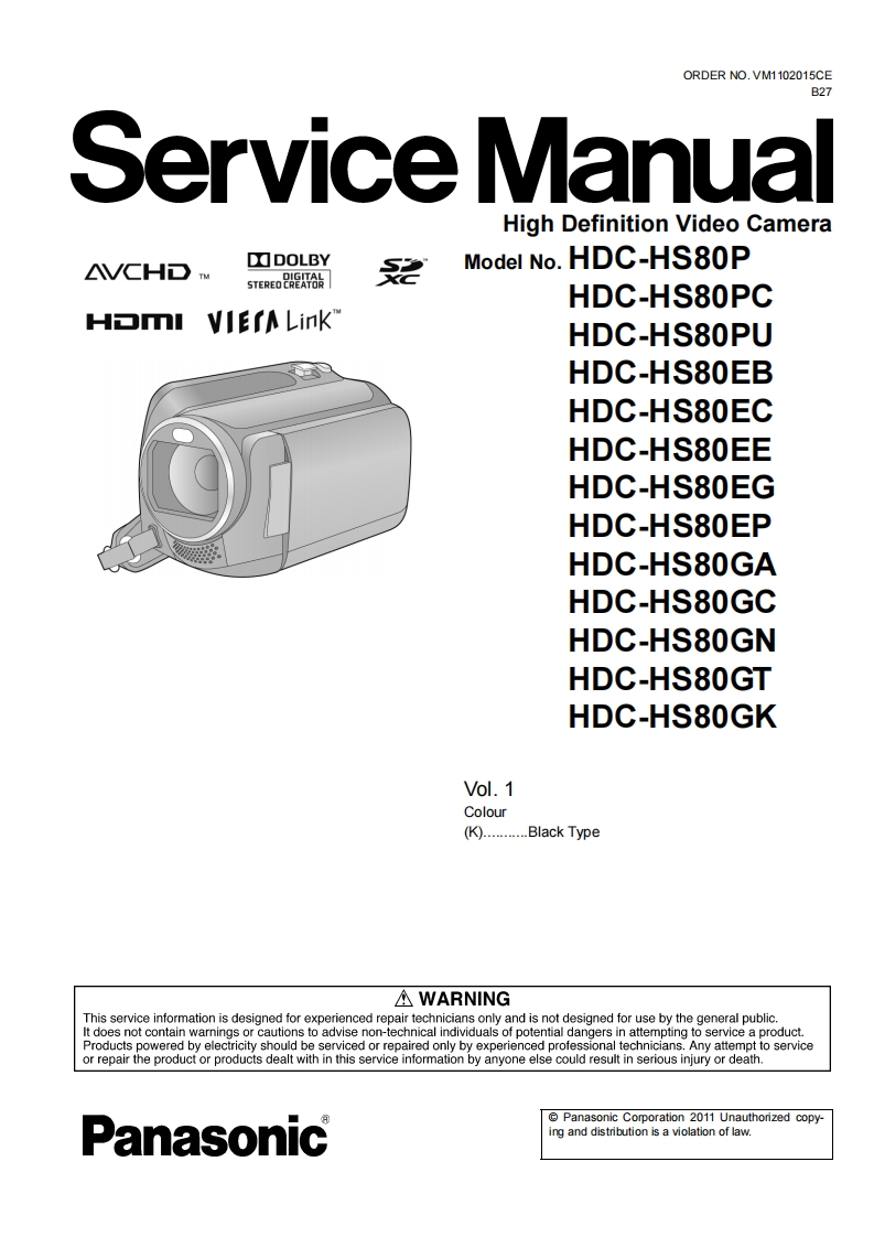 松下HDC-HS80维修手册