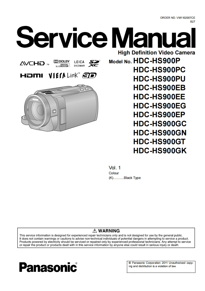 松下HDC-HS900维修手册