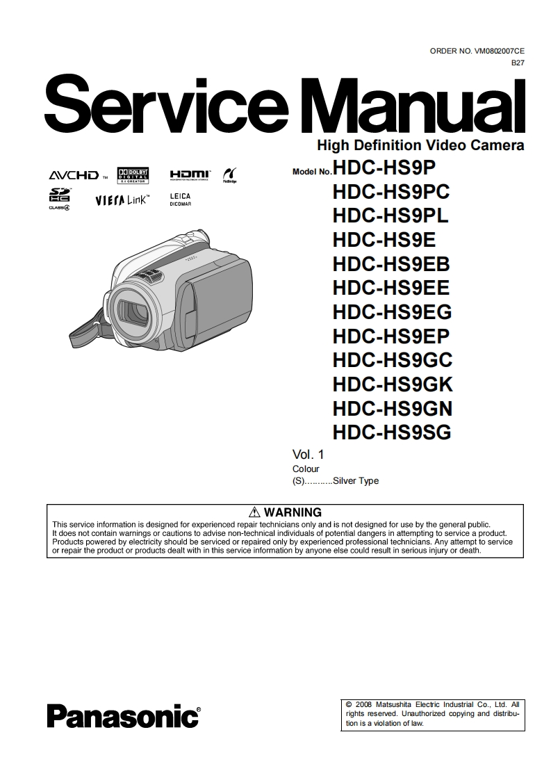 松下HDC-HS9维修手册