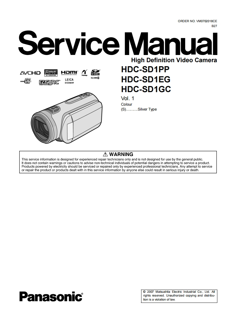 松下HDC-SD1维修手册