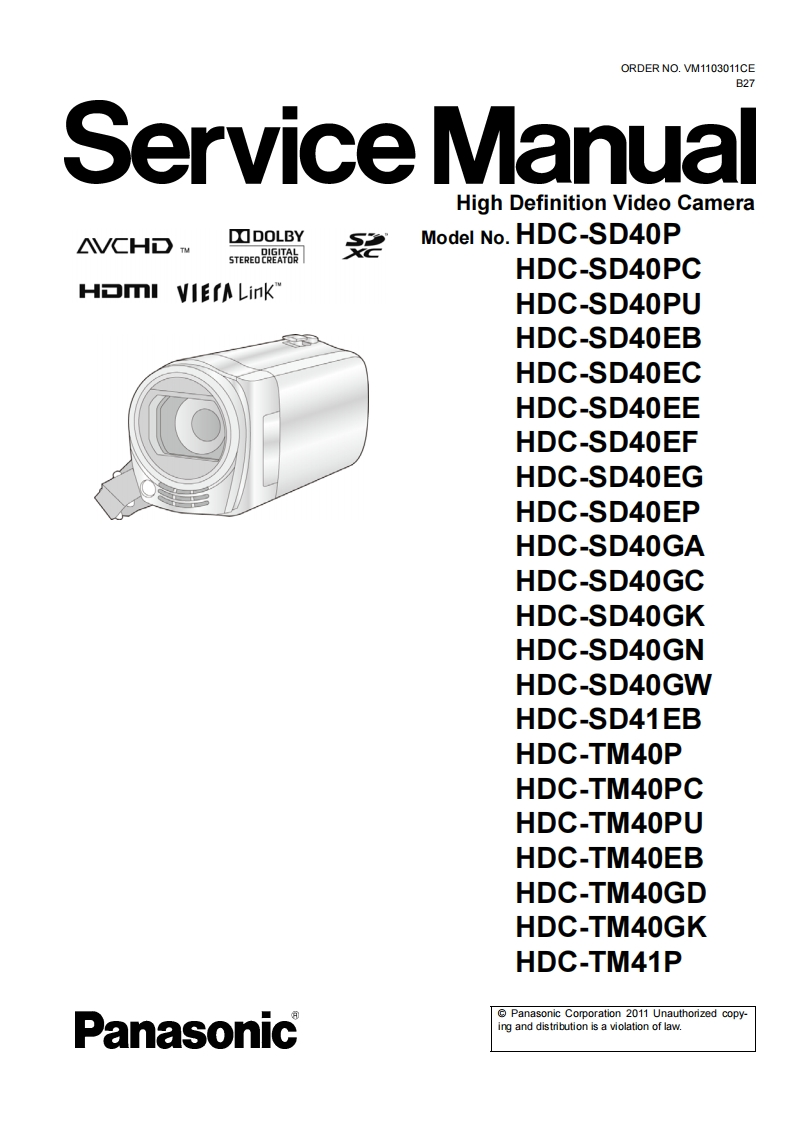 松下HDC-SD41EB维修手册