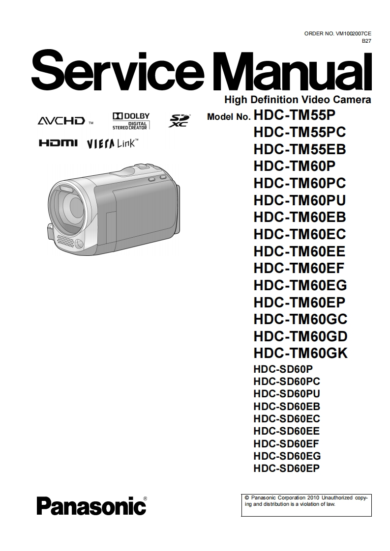 松下HDC-SD60维修手册