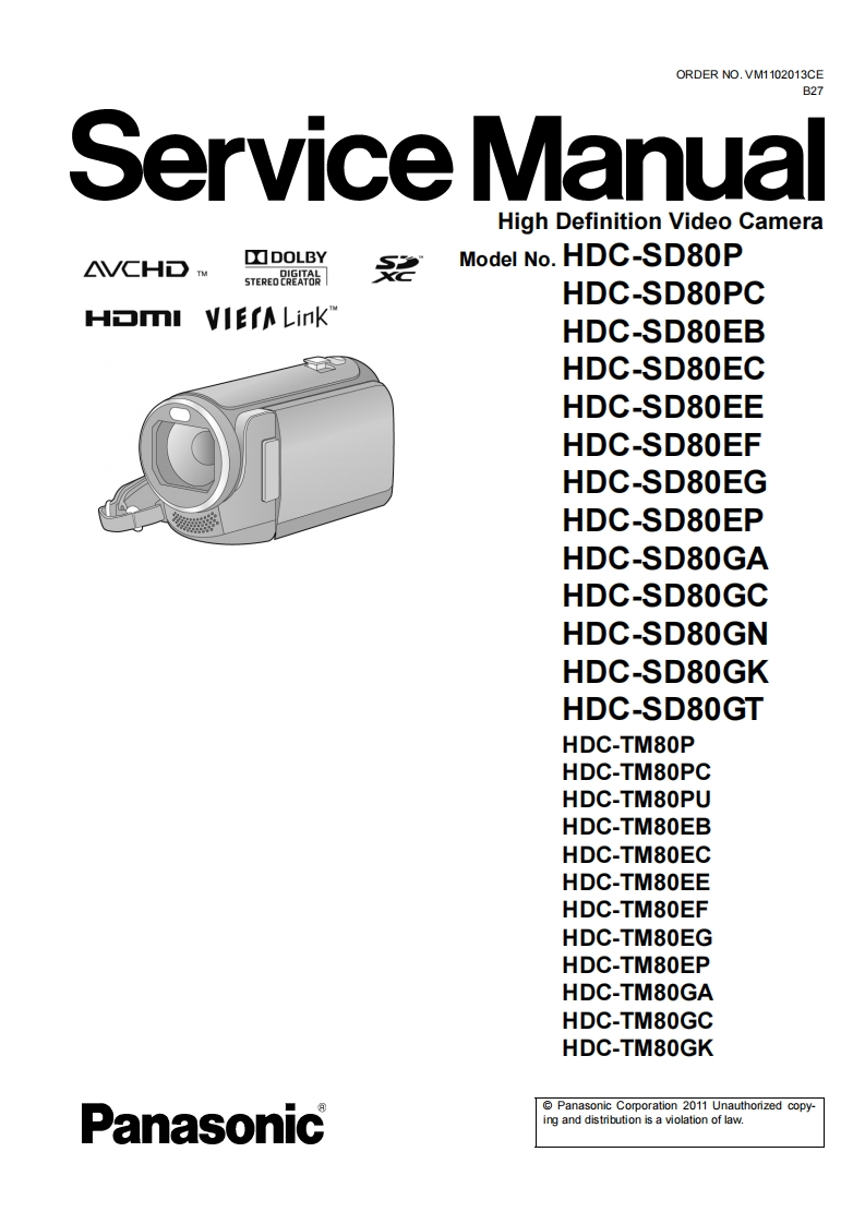 松下HDC-SD80维修手册