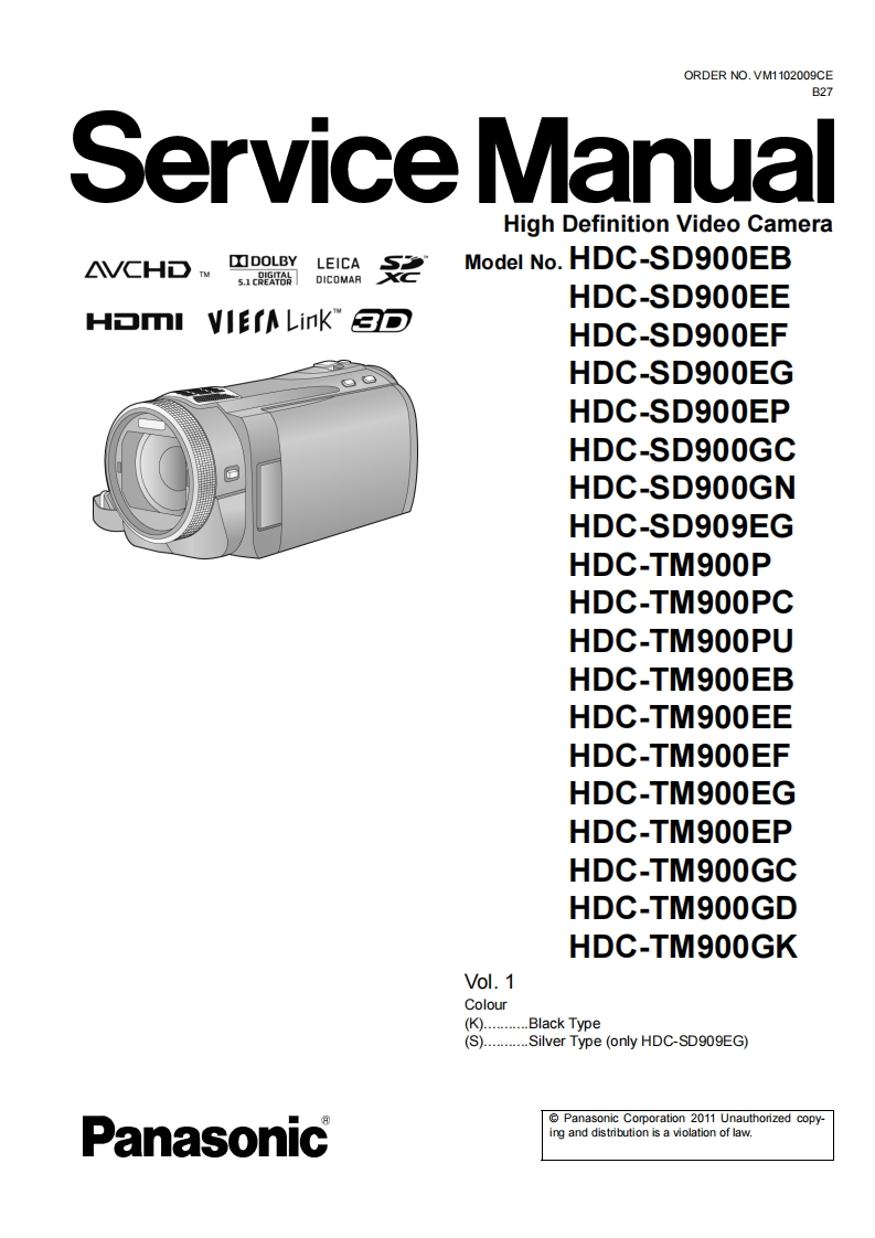 松下HDC-SD900维修手册