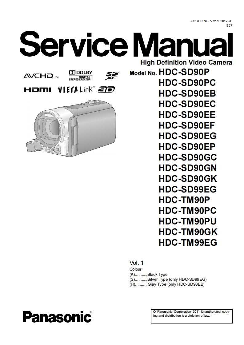 松下HDC-SD99EG维修手册
