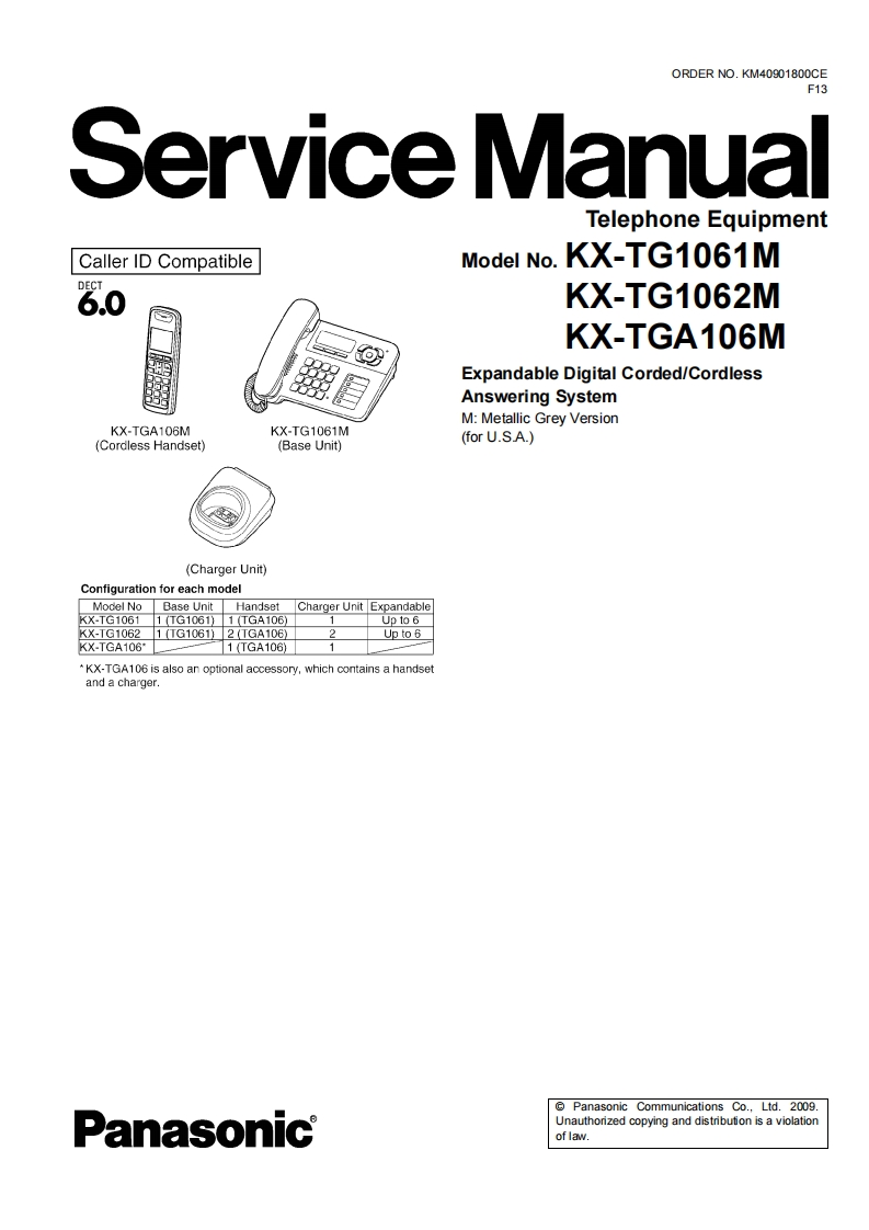 松下KX-TG1062M维修手册