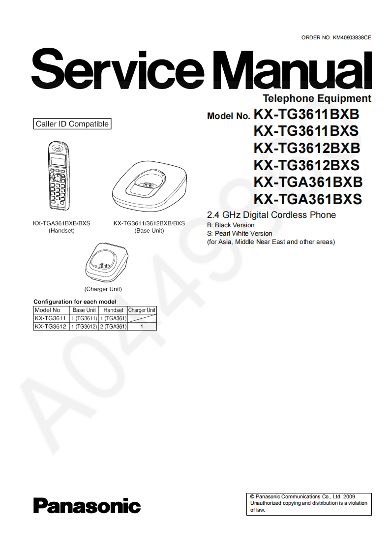 松下KX-TG3611BX维修手册