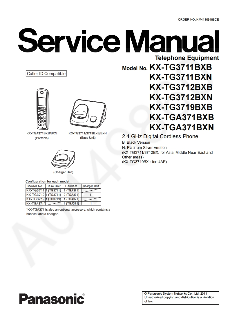 松下KX-TG3711BX维修手册