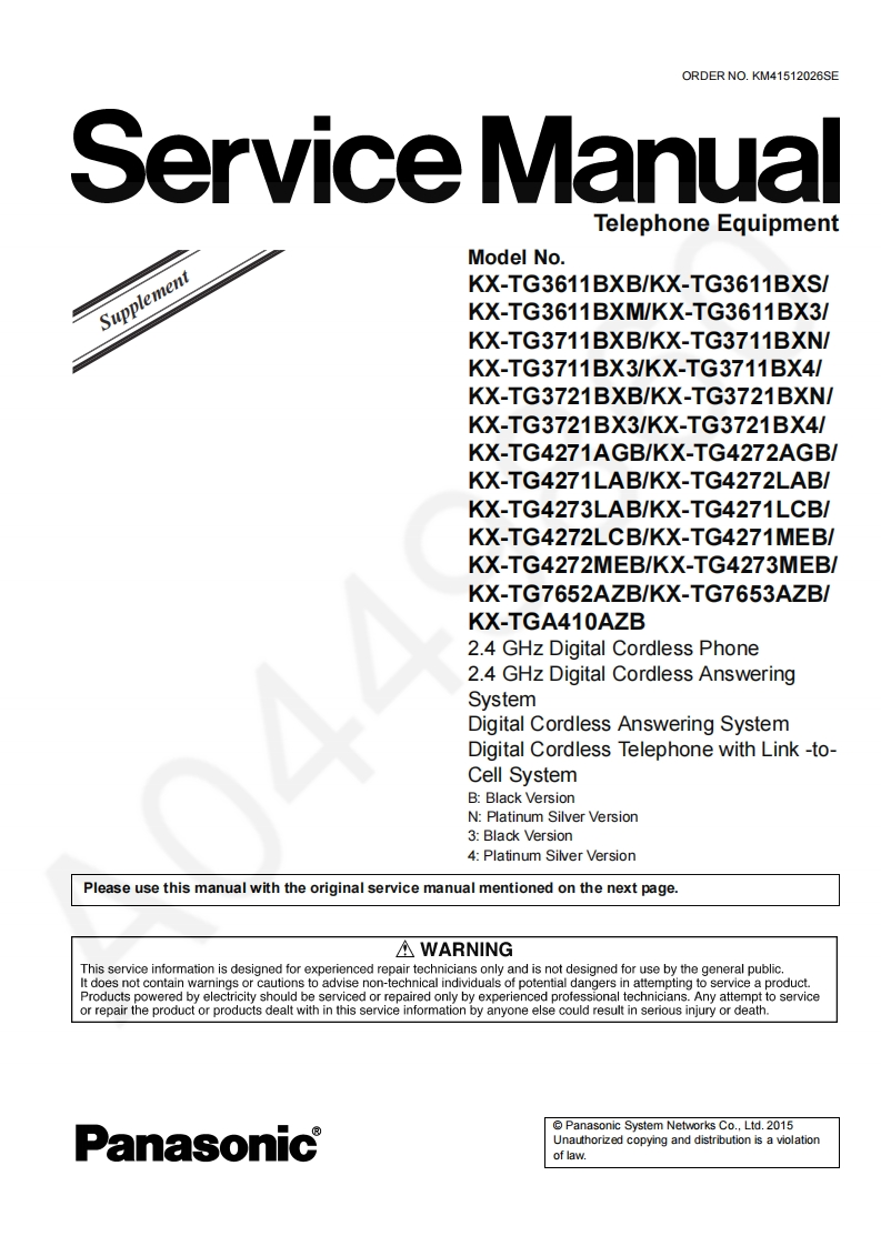 松下KX-TG3721BXB-Sup维修手册