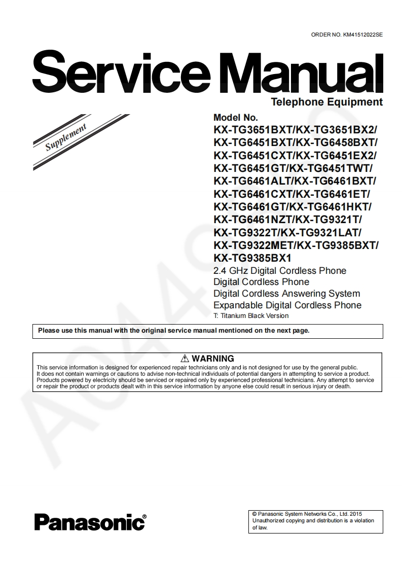 松下KX-TG6458BX_Sup2维修手册