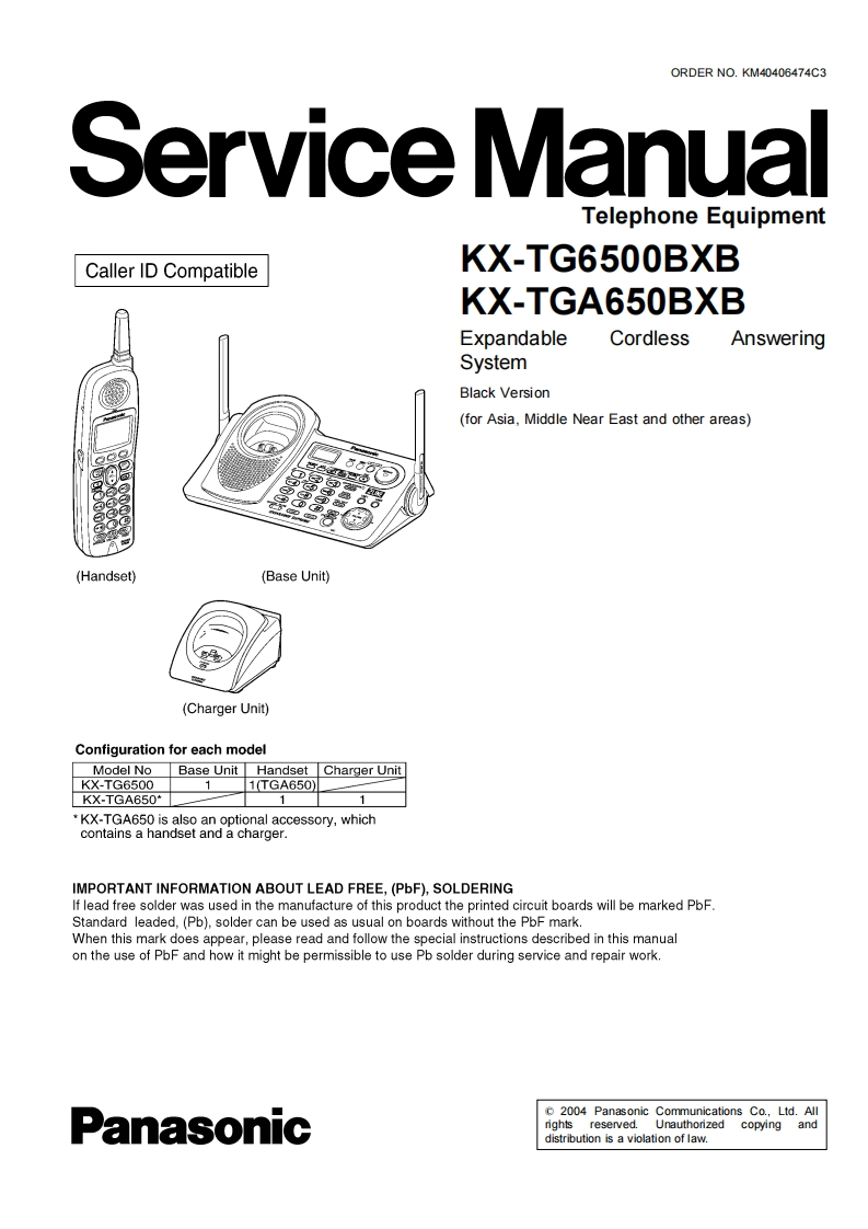 松下KX-TG6500BXB维修手册
