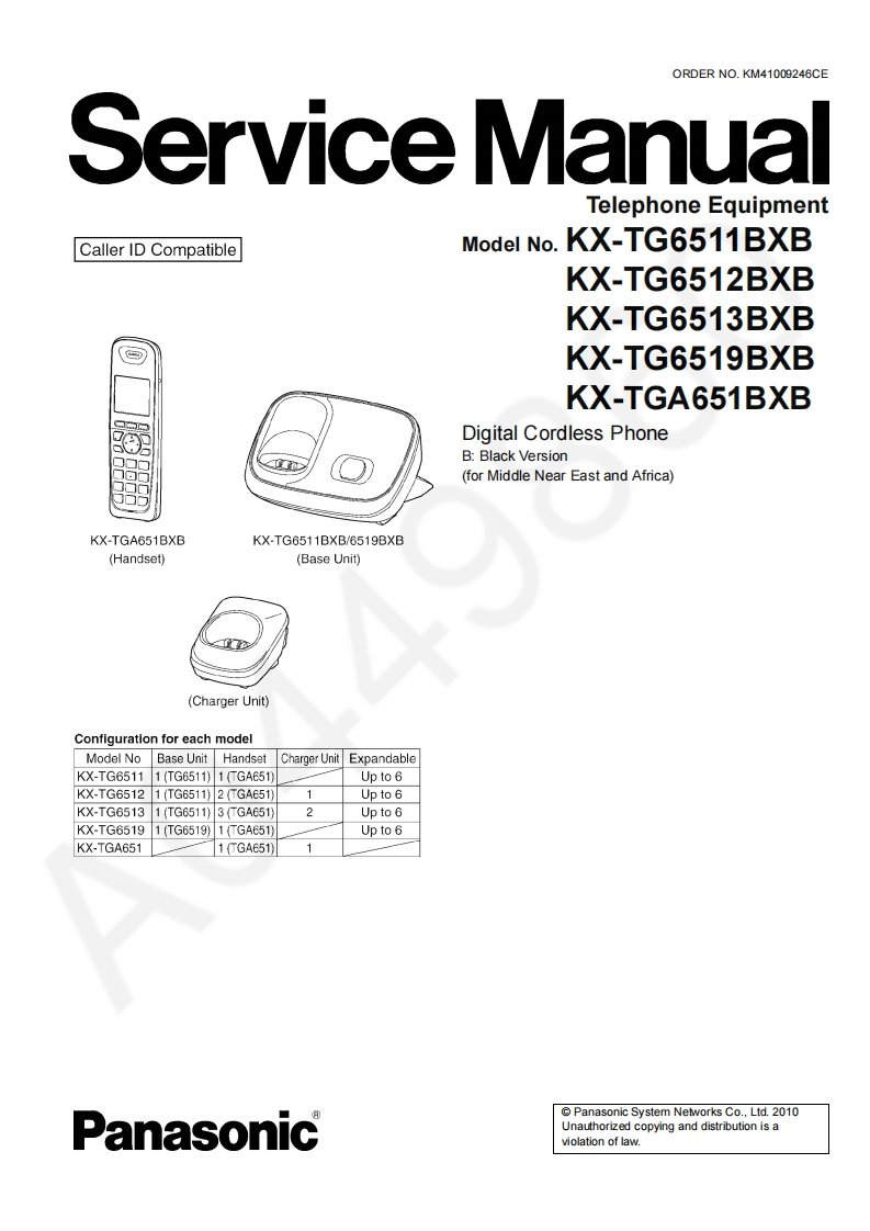 松下KX-TG6512BXB维修手册