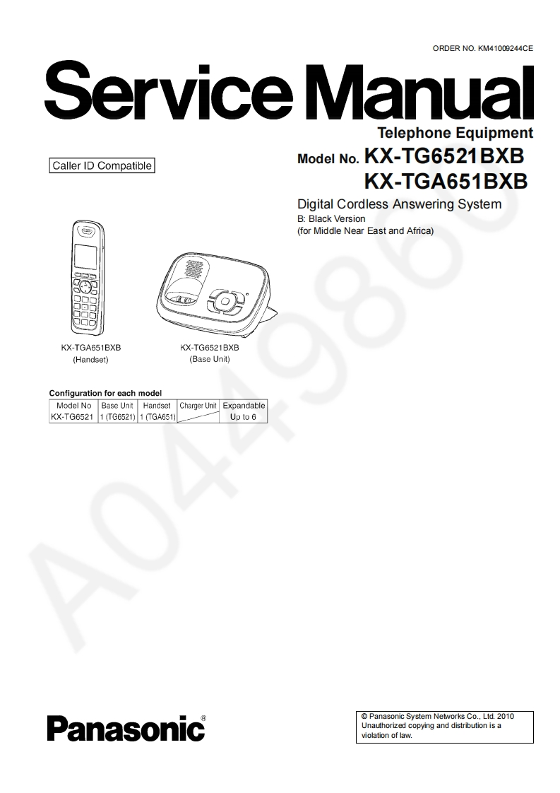 松下KX-TG6521BXB维修手册
