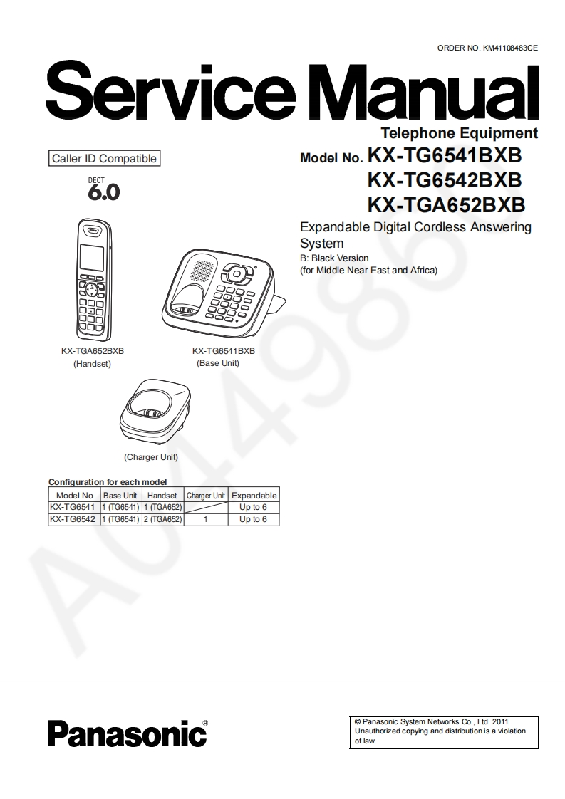 松下KX-TG6542BXB维修手册