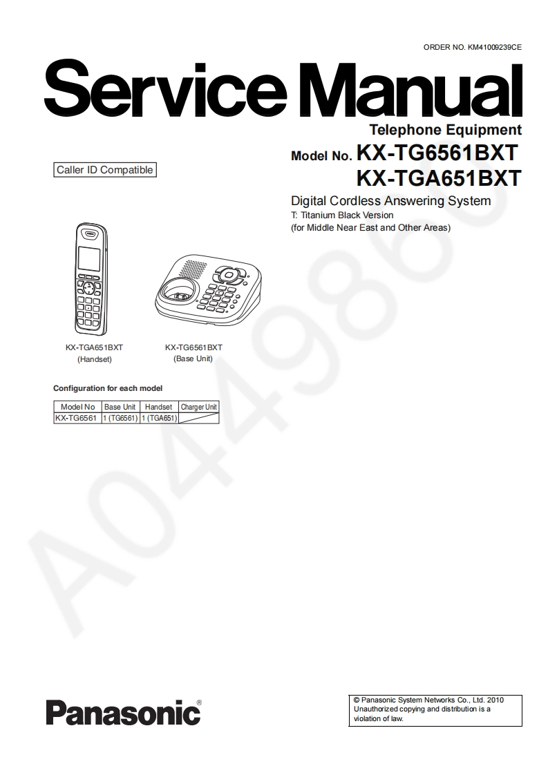 松下KX-TG6561BXT维修手册