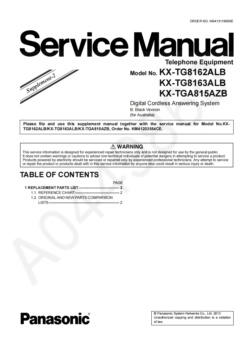 松下KX-TG8162ALB_KM41311969SE_PRINTDB_Sup维修手册