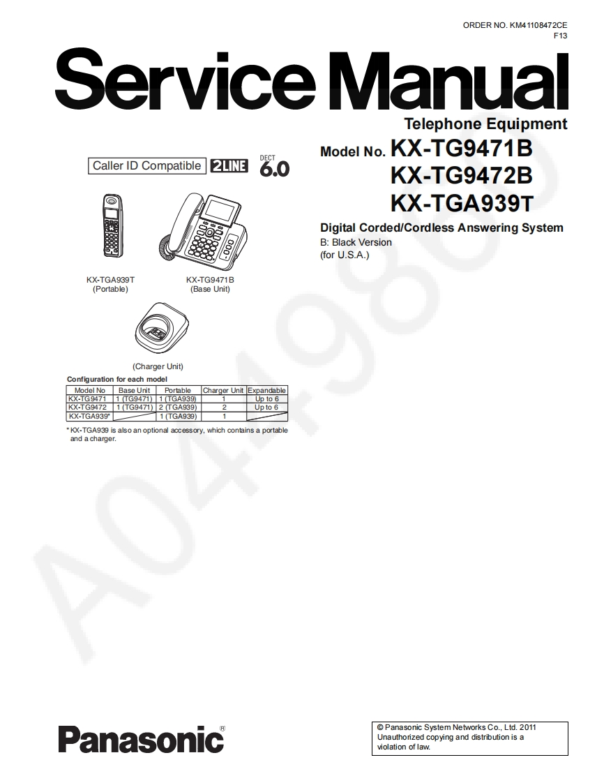 松下KX-TG9471B维修手册