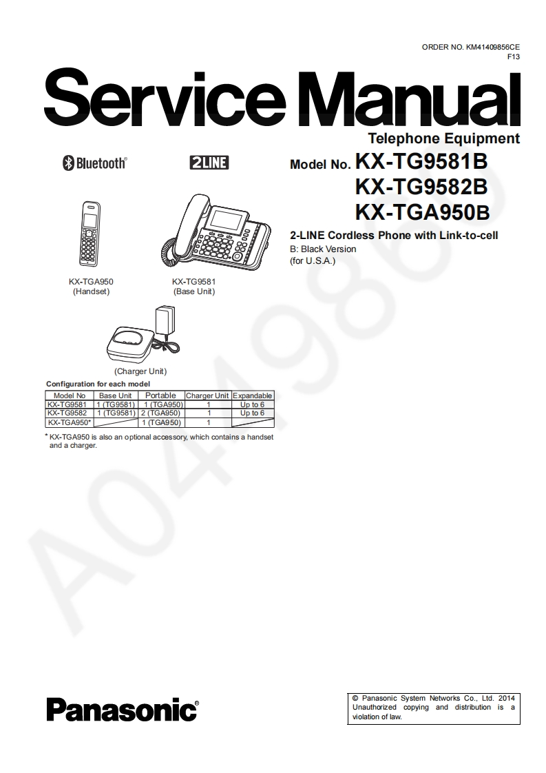 松下KX-TG9582B维修手册