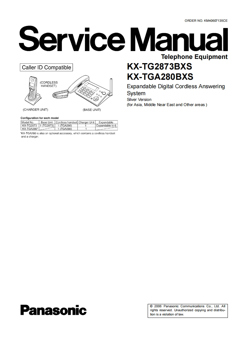 松下KX-TGA280BXS维修手册