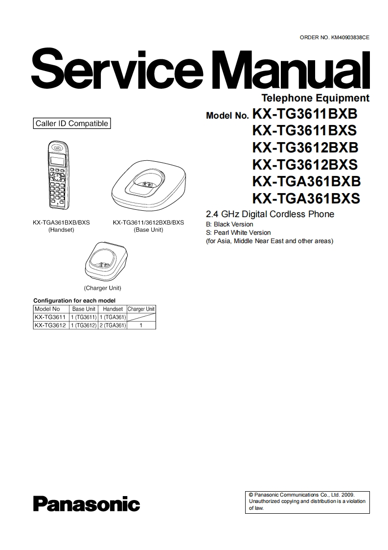 松下KX-TGA361BX维修手册