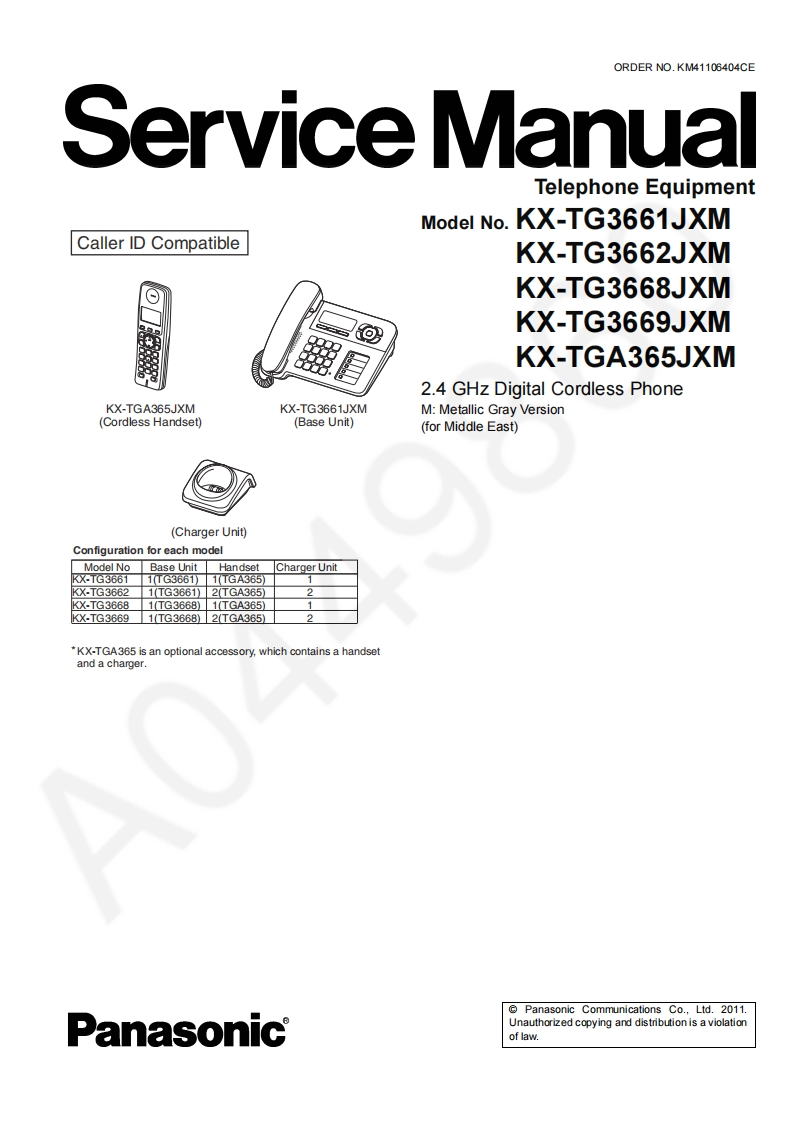 松下KX-TGA365JXM维修手册