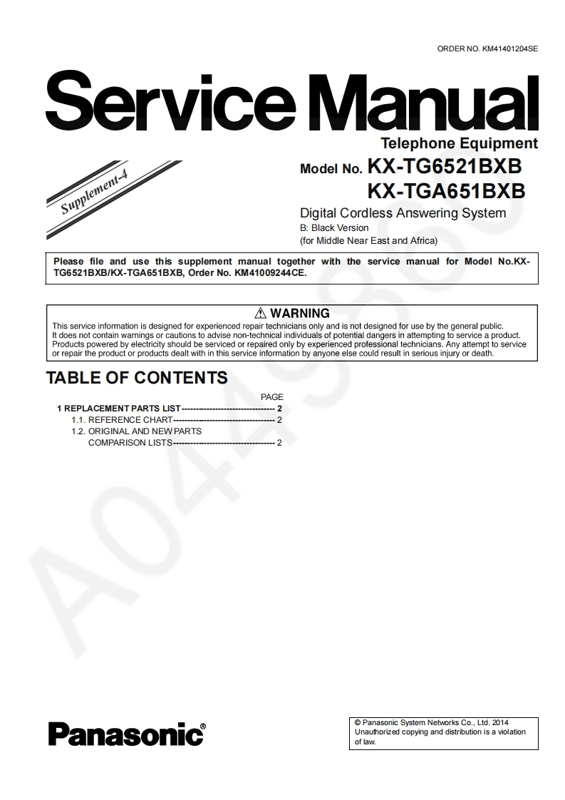 松下KX-TGA651BX_KM41401204SE_PRINTDB_Sup4维修手册