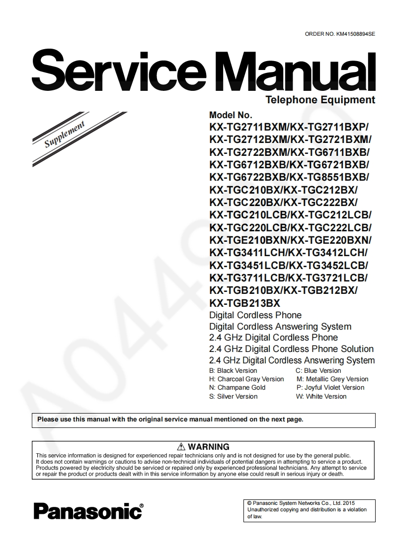 松下KX-TGC220BX_Sup1维修手册