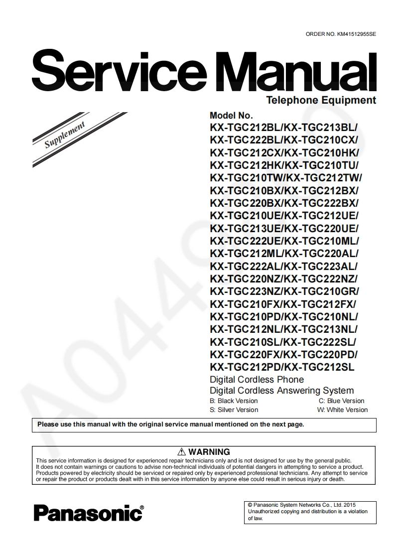 松下KX-TGC220BX_Sup2维修手册