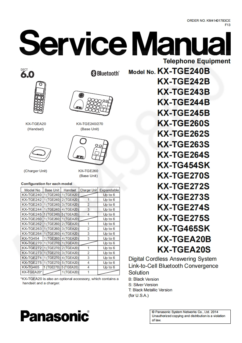 松下KX-TGE26维修手册