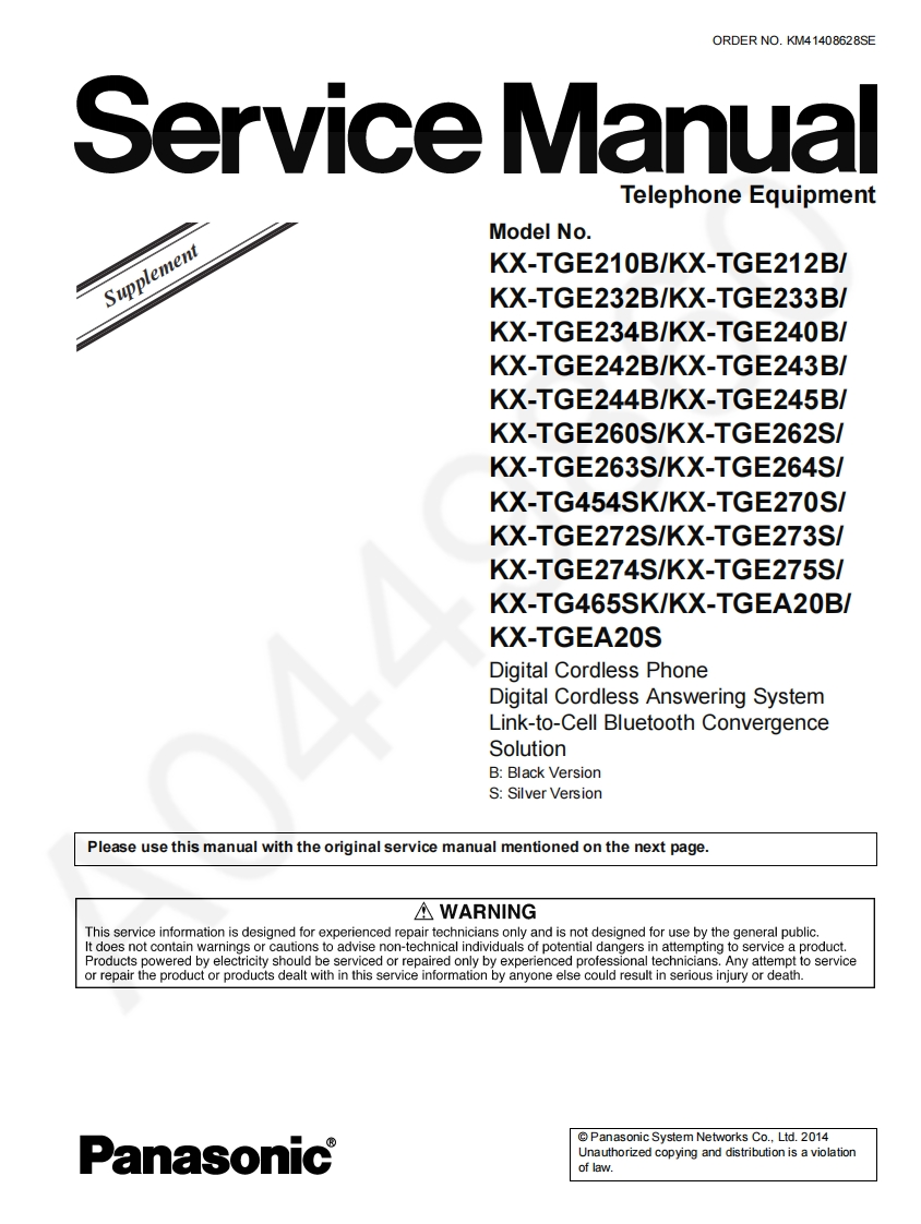 松下KX-TGE272S_Sup2维修手册
