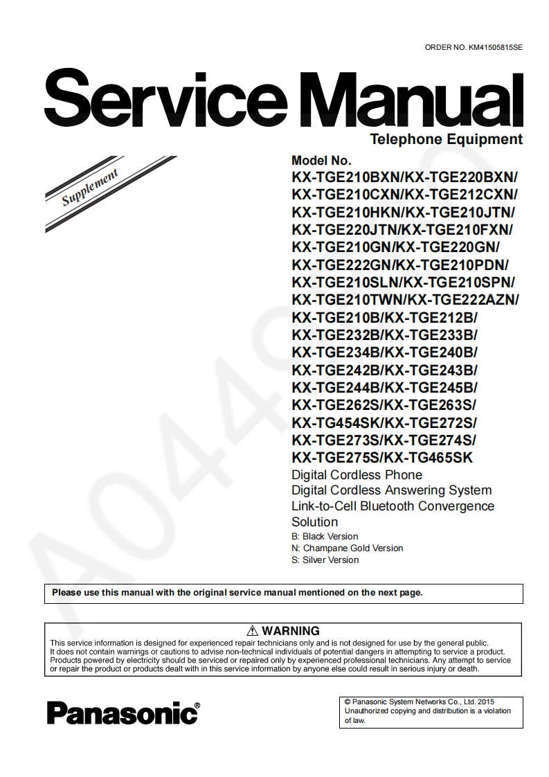 松下KX-TGE272S_Sup4维修手册