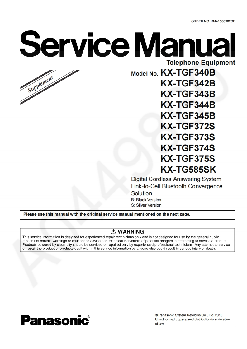 松下KX-TGF340B_Sup1维修手册