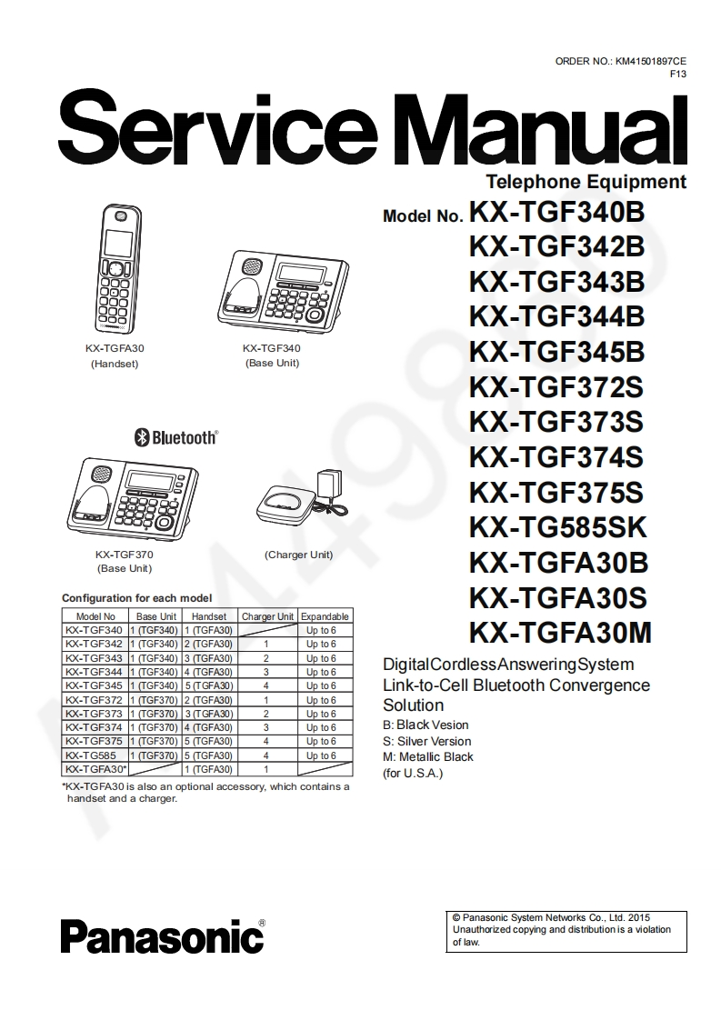 松下KX-TGF34维修手册