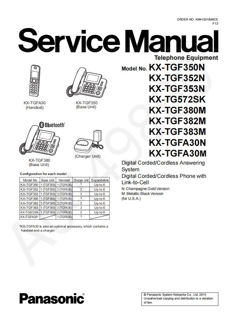 松下KX-TGF35维修手册