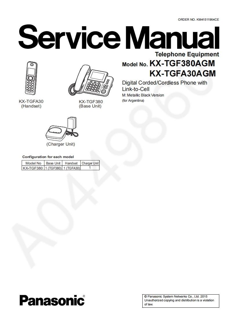 松下KX-TGF380AGM维修手册