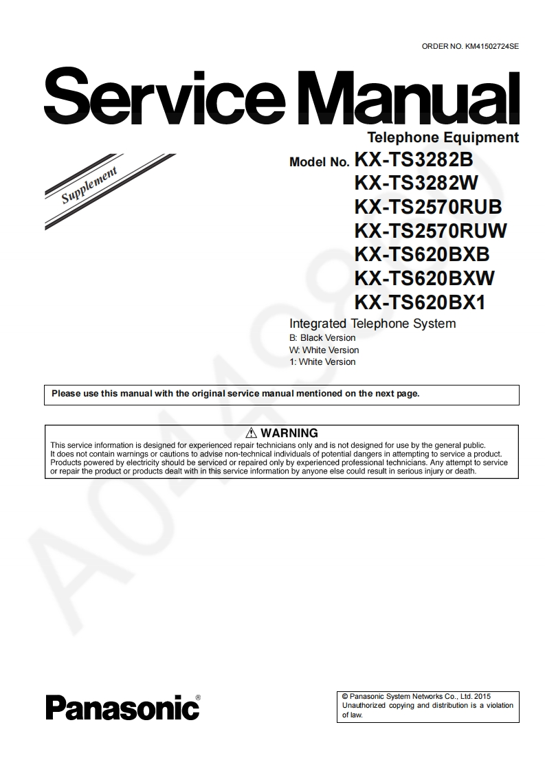 松下KX-TS620BX_Sup2维修手册