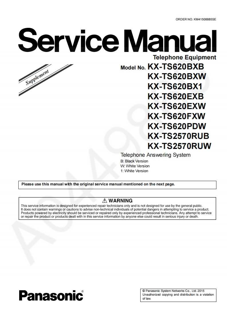 松下KX-TS620BX_Sup3维修手册