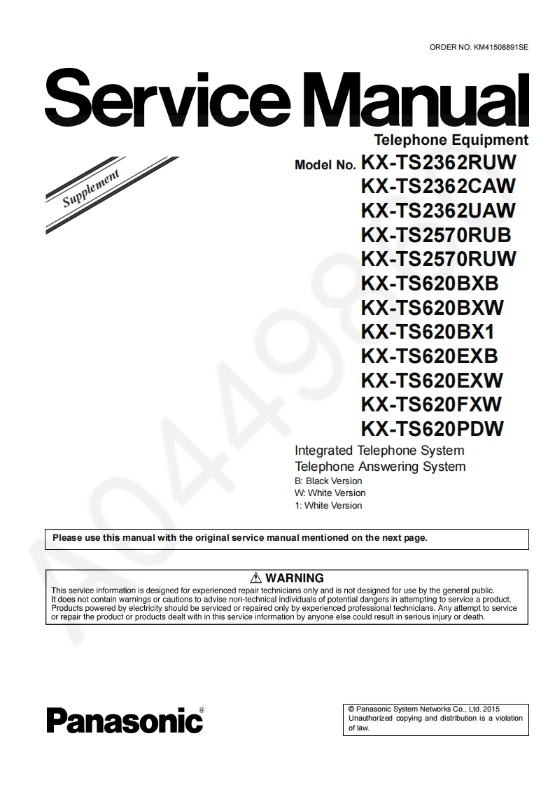松下KX-TS620BX_Sup4维修手册