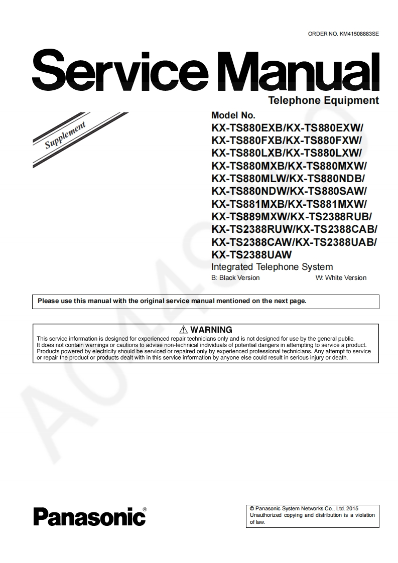 松下KX-TS880MX_Sup2维修手册