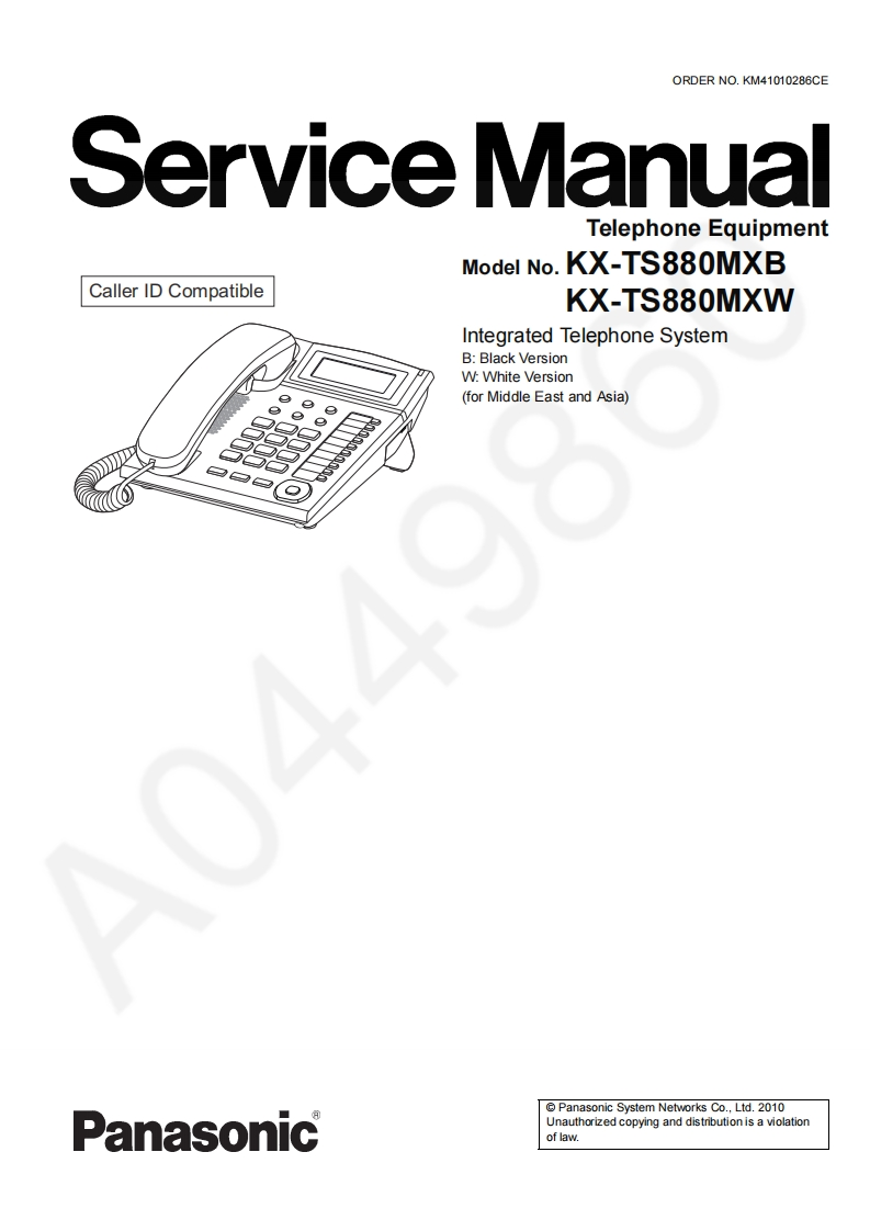 松下KX-TS880MX维修手册